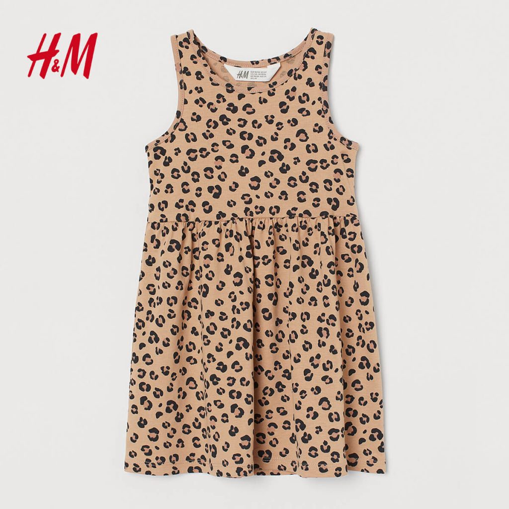 H M Beige Leopard Print Dress Peekaboo