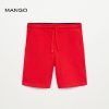 MANGO Red Jogger Cotton Bermuda Shorts - Peekaboo