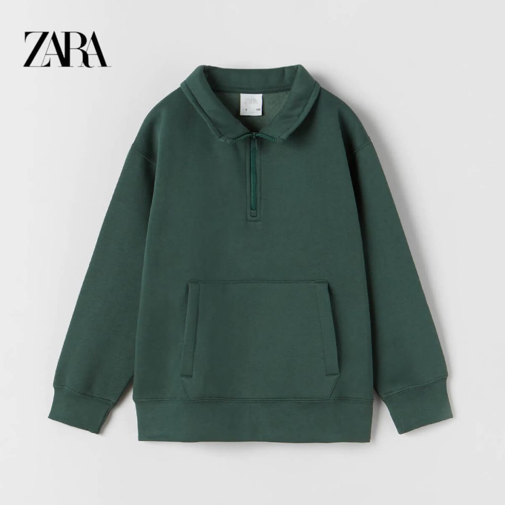 ZARA BOTTLE GREEN HIGH NECK SWEATSHIRT Peekaboo