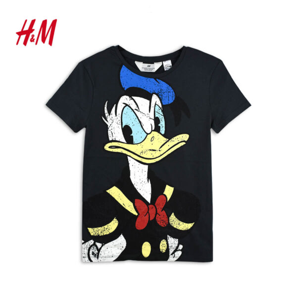 H M DARK GREY DONALD DUCK PRINTED MOTIF T SHIRT Peekaboo