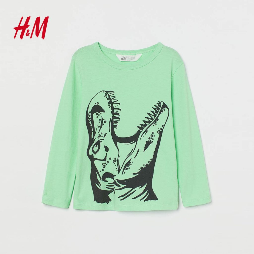 H & m green 2025 short t-shirt with cuffs