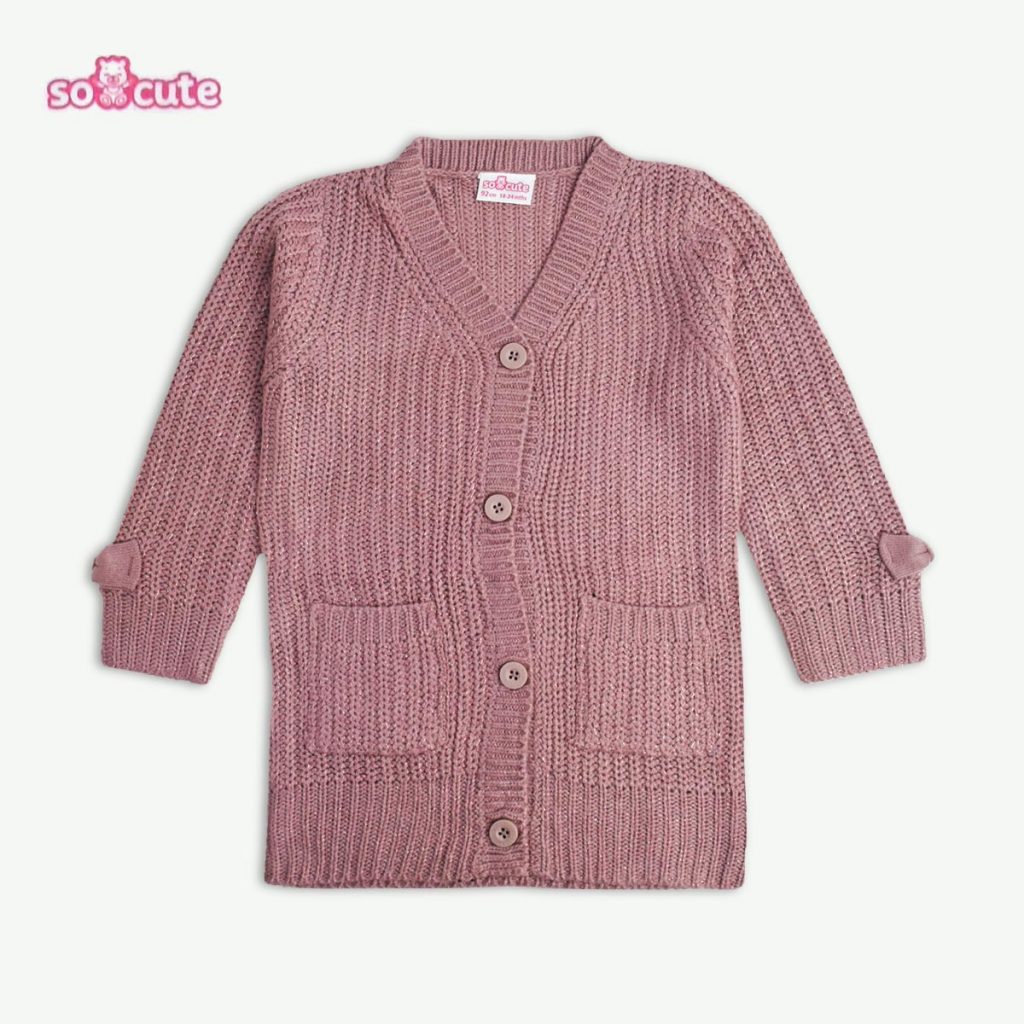 SO CUTE ROSE PINK KNITTED CARDIGAN Peekaboo