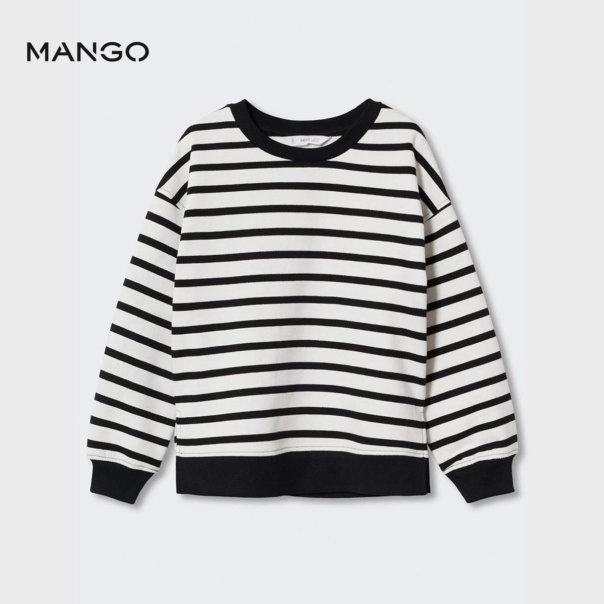 Black sweatshirt with white stripes sale