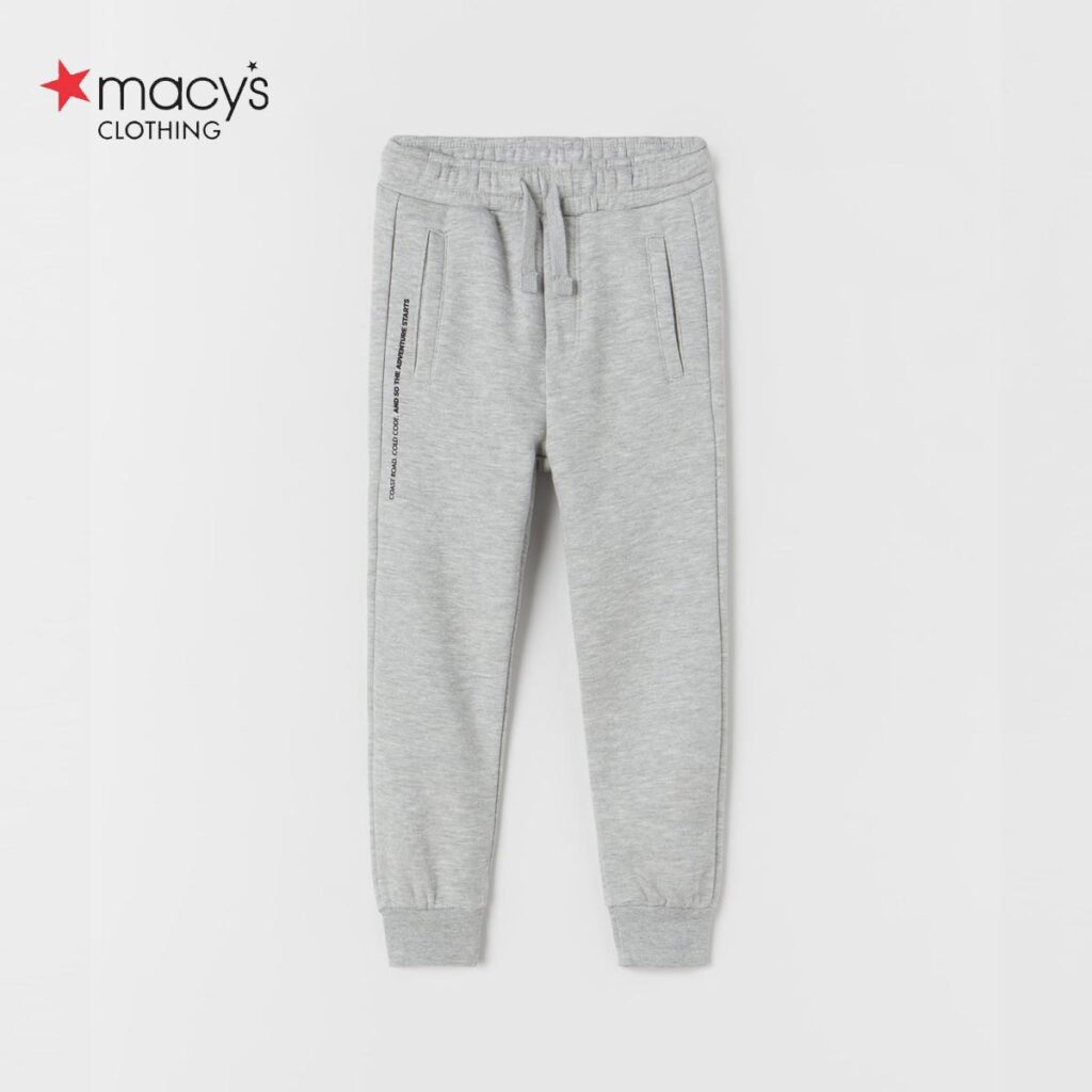 MACYS LIGHT GREY PRINTED PLUSH JOGGER TROUSER Peekaboo