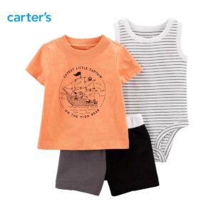 Lot of 2 Carter's Baby Girls Leggings, Floral and Pastel Orange 3