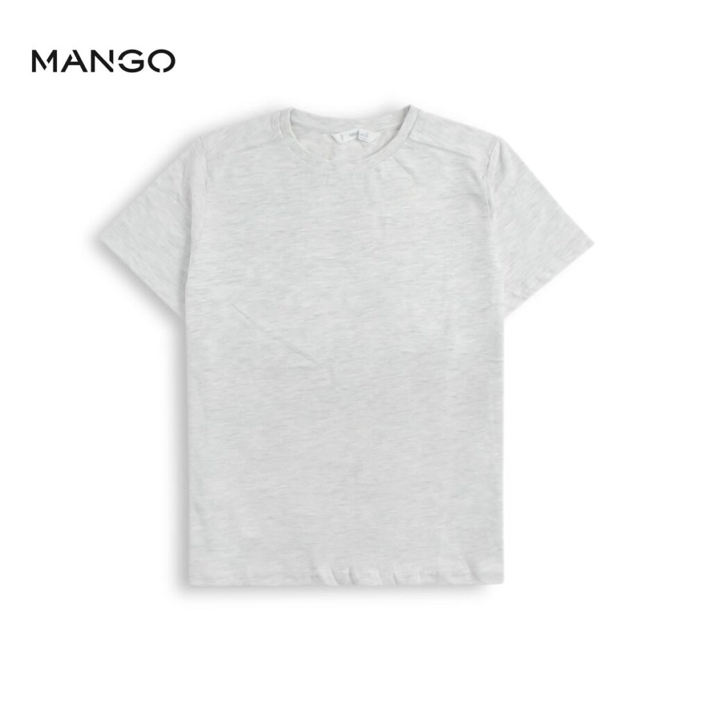 MANGO LIGHT GREY COTTON T SHIRT