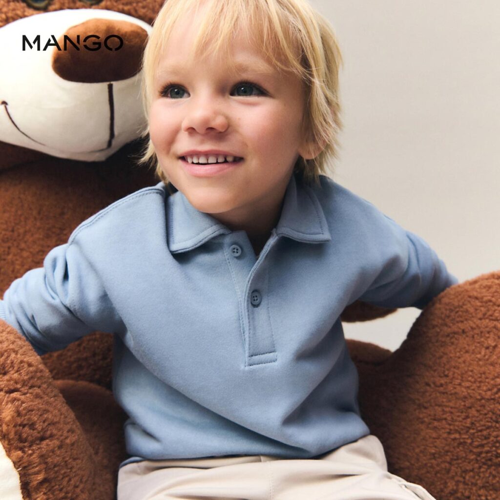 MANGO KIDS BLUE POLO NECK SWEATSHIRT 77004784 Peekaboo